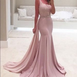 Rum pink prom dress one shoulder